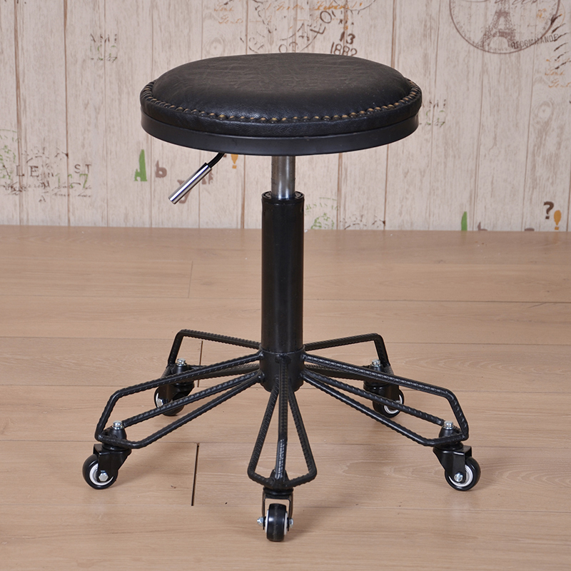 Beauty nail salon Hair salon Bar table chair Vintage steel rotating lifting big worker chair Master stool