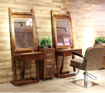 Factory direct retro hair salon mirror table barber shop solid wood high-end hair single-sided floor makeup beauty haircut