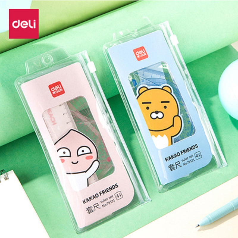 Full 25 able 79521KAKAO student sleeve ruler with wave line triangular ruler Protractor suit