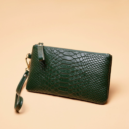 Бумажник, длинная сумка через плечо, ультратонкая маленькая сумка клатч, кожаный мобильный телефон с молнией, из натуральной кожи, коллекция 2021, городской стиль, крокодиловый принт