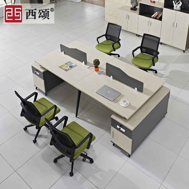 Sissong Office Furniture Brief Modern Four Persons With Cabinet Staff Table Screens Screen Desk Computer Desk