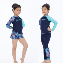 Pro-child-fit children Split Swimsuit Three Sets Girls CUHK Child Women Bao Long Sleeve Long Pants Sunscreen Quick Dry Diving Suit