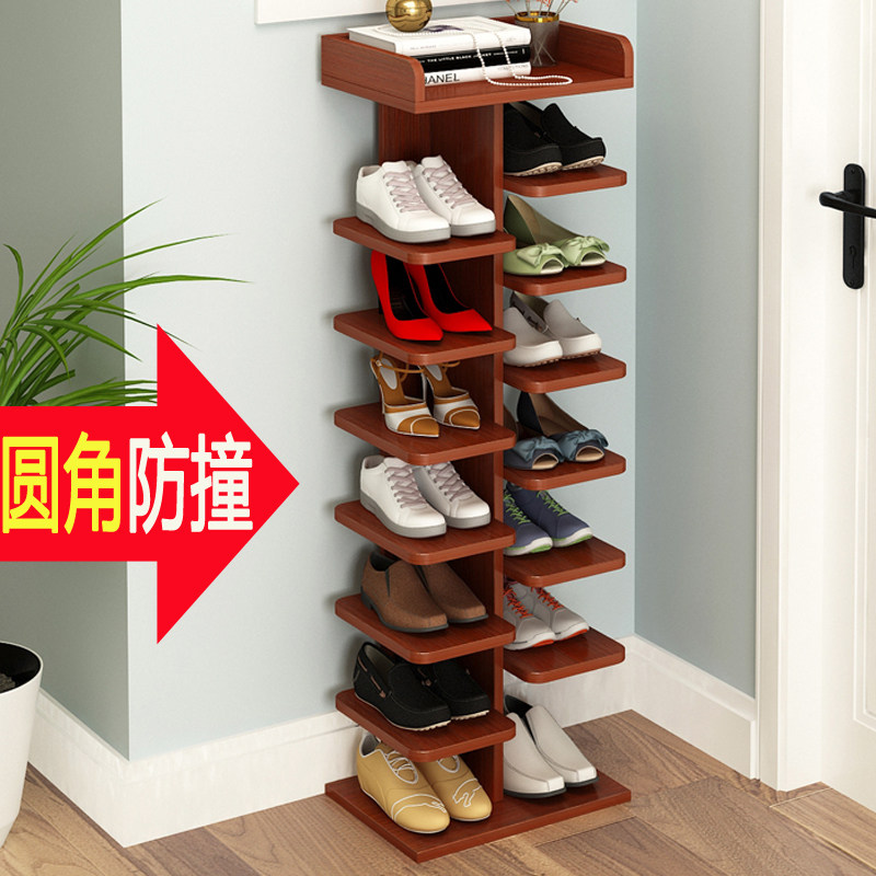 Shoe rack shoe cabinet home door simple solid wood space saving small new 2021 popular multi-layer shoe shelf corridor