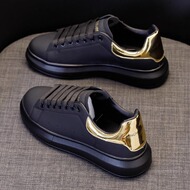 Giày thể thao nam màu đen mùa thu McQueen giày hợp thời trang thông thường Black Warrior đế dày siêu nhẹ để nâng cao cảm giác cao cấp vàng đen của thương hiệu giày leo núi lội suối giày cao cổ đi phượt