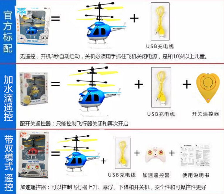 Xiao Huangren máy bay sạc kháng rơi xuống tay cảm biến máy bay sẽ bay treo RC máy bay trực thăng trẻ em đồ chơi cậu bé