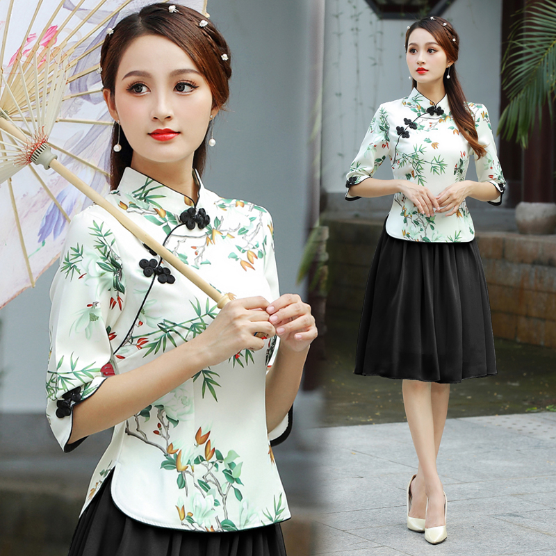 Spring / Summer sườn xám mới phù hợp với nữ Tang váy cải thiện thời trang retro kiểu Trung Quốc Han quần áo phong cách quốc gia Trung Quốc sườn xám hàng đầu