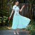 Mùa hè mới được cải thiện Han retro phụ nữ quần áo của Trung Quốc gió gió quốc gia Tang đầm hai mảnh trà sườn xám áo khoác Zen quần áo 
