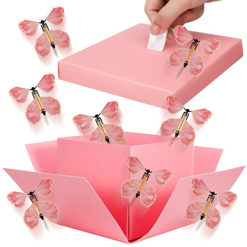 Cross-Border Butterfly Explosion Gift Box Surprise Flying Butterfly Box Christmas Greeting Card Cake Box Holiday Gift Box