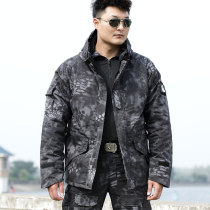 Camouflage suit mens autumn and winter velvet warm wear-resistant army fans field black training clothes outdoor military uniform women
