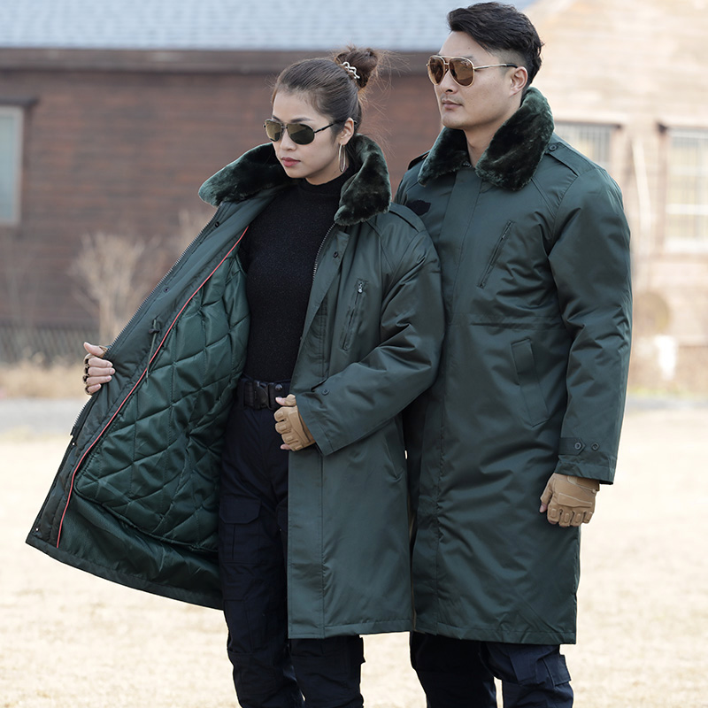 Military fan black cotton clothes in large coat with long version of anti-chill thickening short Northeastern security winter work clothes for training clothes