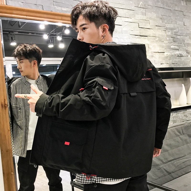 Men's jacket 2022 spring new Korean version trendy handsome spring and autumn models casual all-match top clothes tooling jacket