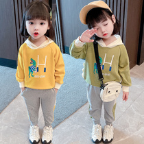 Girls  sports suit 2021 autumn Western style childrens autumn clothes Womens childrens autumn clothes Baby spring and autumn sweater