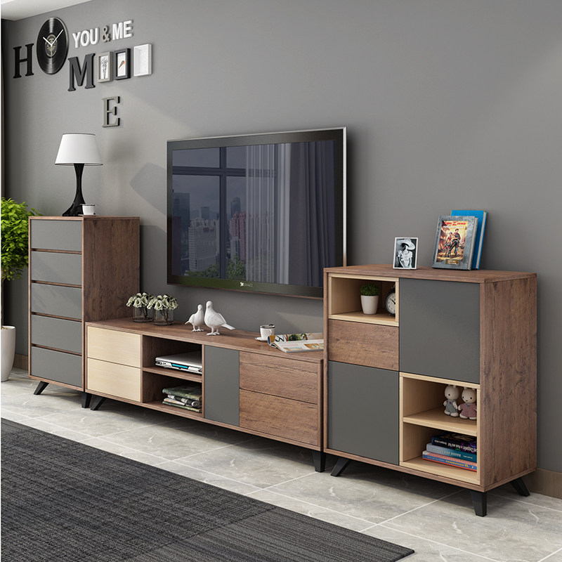 Nordic telescopic TV cabinet Tea Table Combo Suit Modern Minimalist Living-room Furniture Five Bucket Cabinets Customizable size