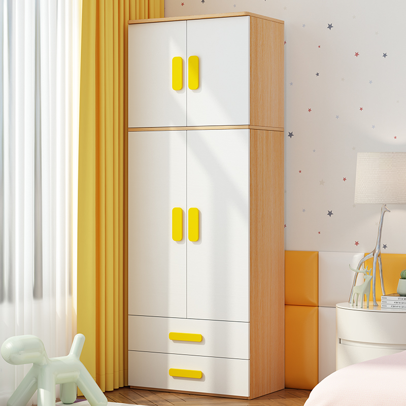 Children Wardrobe Solid Wood Male Girl Wardrobe Brief Modern Bedroom Economy Type 2 Door Wardrobe Drawers Ramen Closet