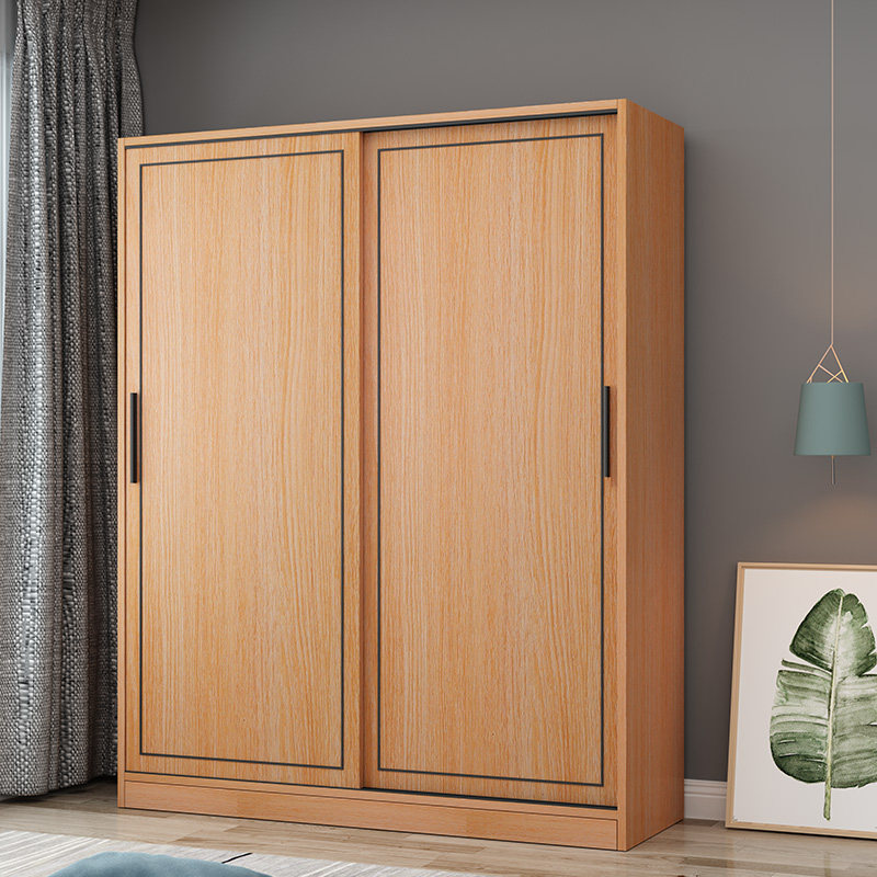 Postmodern minimalist light luxury bedroom wardrobe sliding door sliding door assembly small apartment Chinese system wardrobe customization