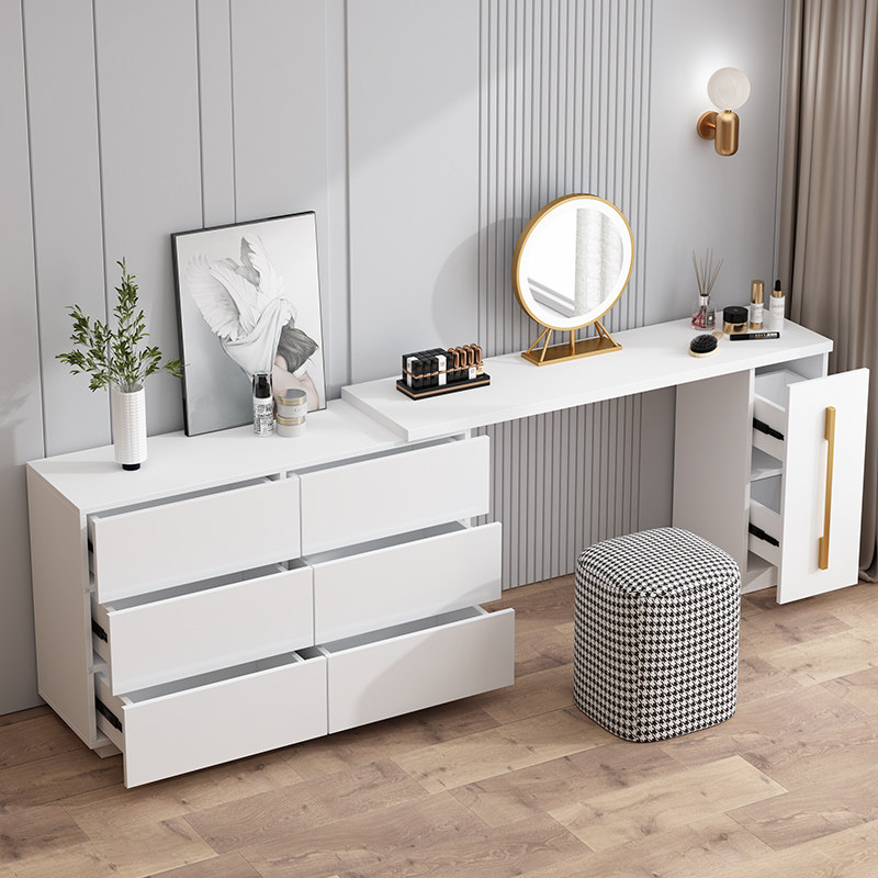 Minimalist Italian retractable dressing table bedroom dressing cabinet dressing table storage box solid wood customizable dressing table combination