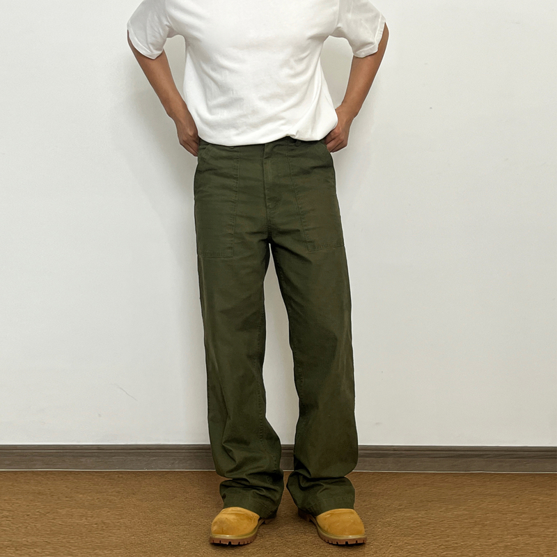 American Retro Cleanfit Heavy Washed Og107 Army Green Casual Pants Loose Straight Cargo Pants for Men and Women