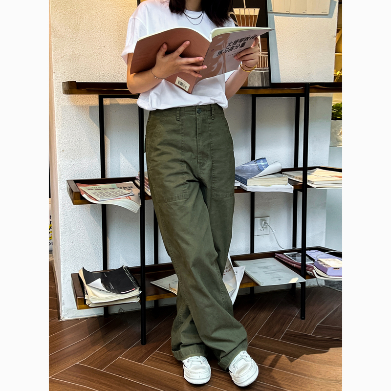 American Retro Cleanfit Heavy Washed Og107 Army Green Casual Pants Loose Straight Cargo Pants for Men and Women American Retro Cleanfit Heavy Washed Og107 Army Green Casual Pants Loose Straight Cargo Pants for Men and Women