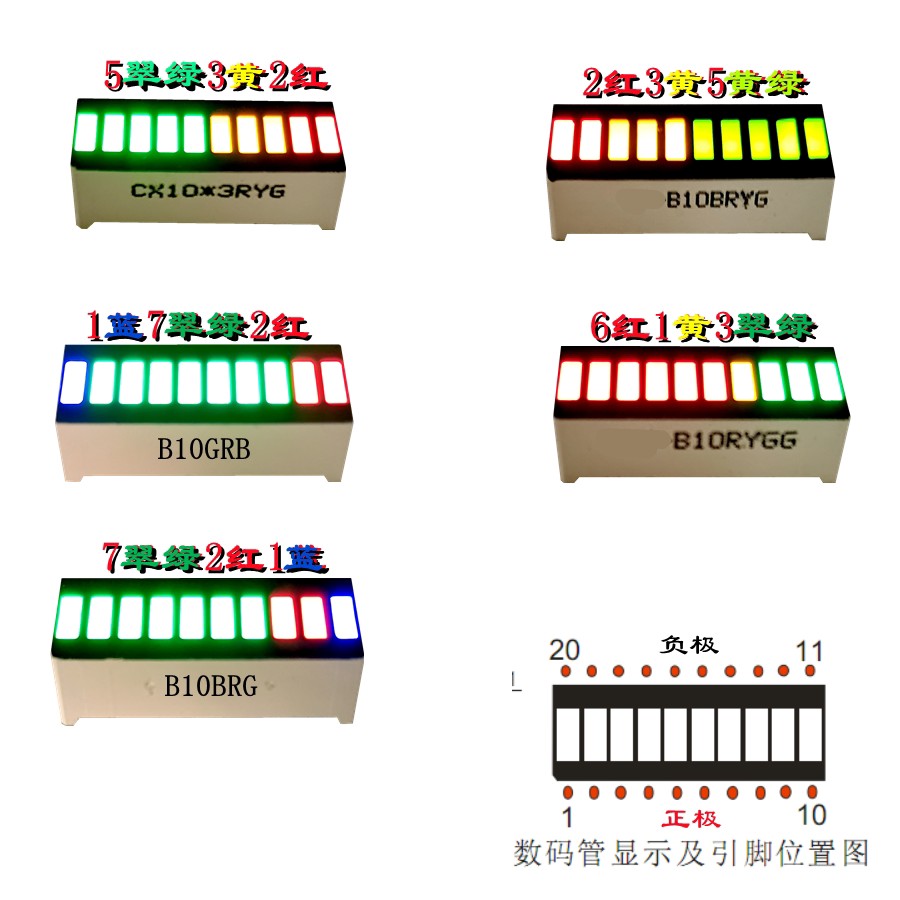 Section 10 Three-color light strip glow tube (2510BRG) 10 g 3 color indication strip B10BRG light pole