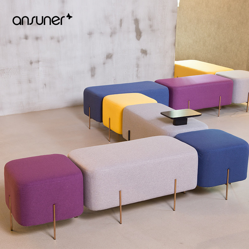 Sofa pedalling stool for shoes stool light lavish strip stool Nordic minimalist fabric sofa pedalling cushion combined short stool