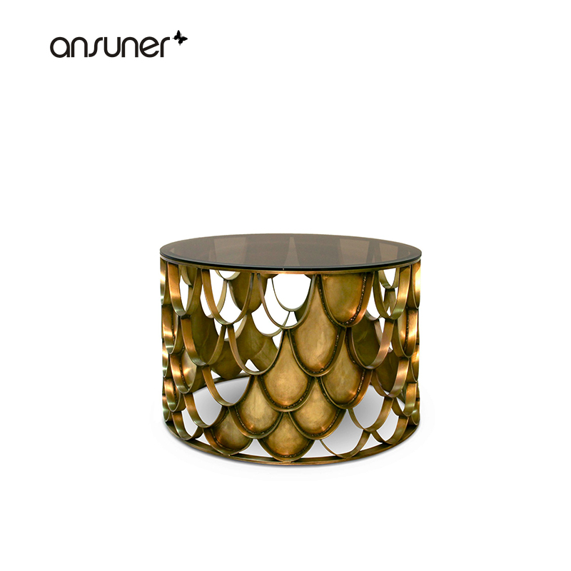 High-end custom ansuner designer furniture home living room creative hollow stainless steel side corner a few phone