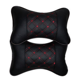Car imitation leather pillowy pillow four pieces of black red hugging pillow head pillows for four sets of original four seasons universal PU holding pillows