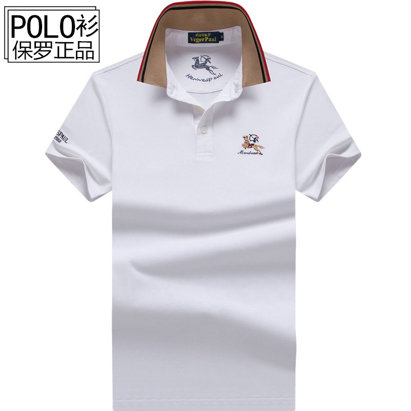 Big brand Rafa Laurenma polo polo polo shirt male fashion turtlenecks short sleeves T-shirt youth loose large size pure cotton T-shirt summer T