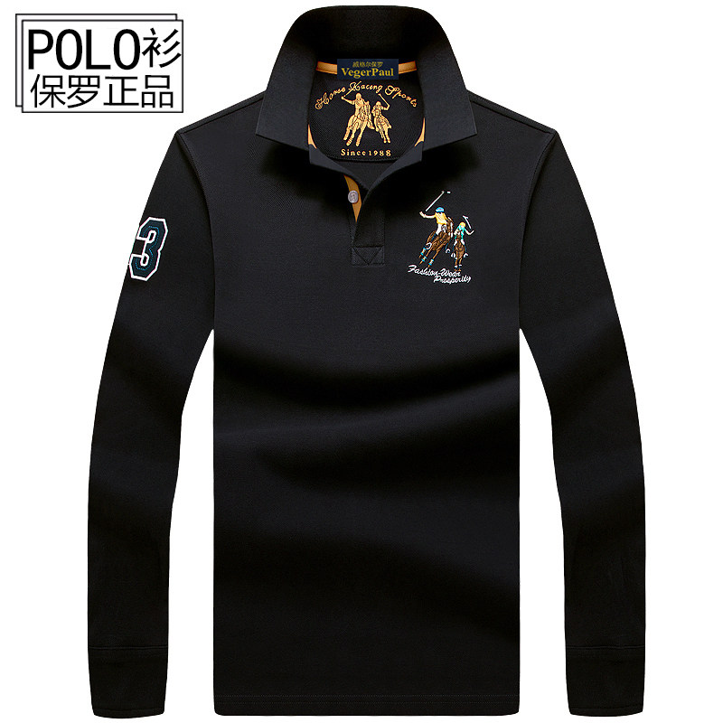 New autumn and winter rav-Laurenma ball brand polo shirt long sleeve T-shirt for men's turtlenecks lenient and large size warm trends