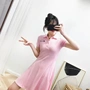 Màu rắn là mỏng và kích thước lớn thể thao giản dị của phụ nữ dài áo thun váy lớn - Trang phục thể thao quần short tập gym nữ 2 lớp