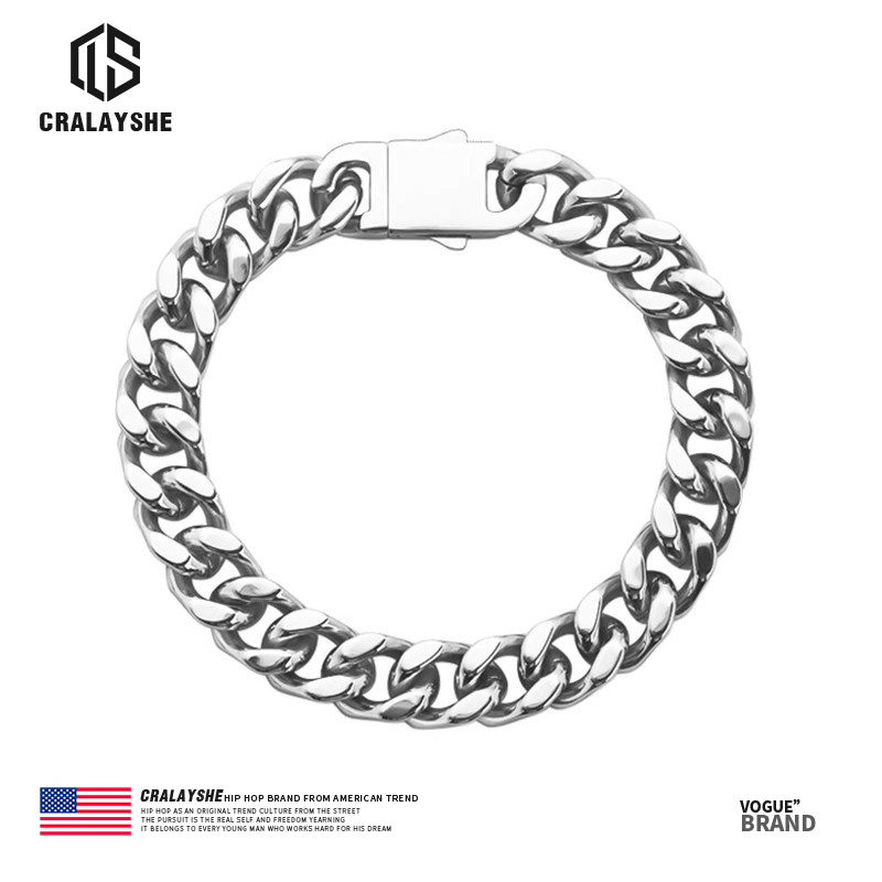 [Official Genuine] Titanium Steel Cuban Bracelet for Men, Trendy Three-Dimensional ins Hip-Hop Niche Design, Chunky Couple's Trendy Brand