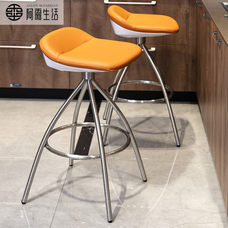 Ah Yu Life Stainless Steel Modern Simple Bar Chair Creative Home Bar Stool Bar Chair Light Luxury High Stool