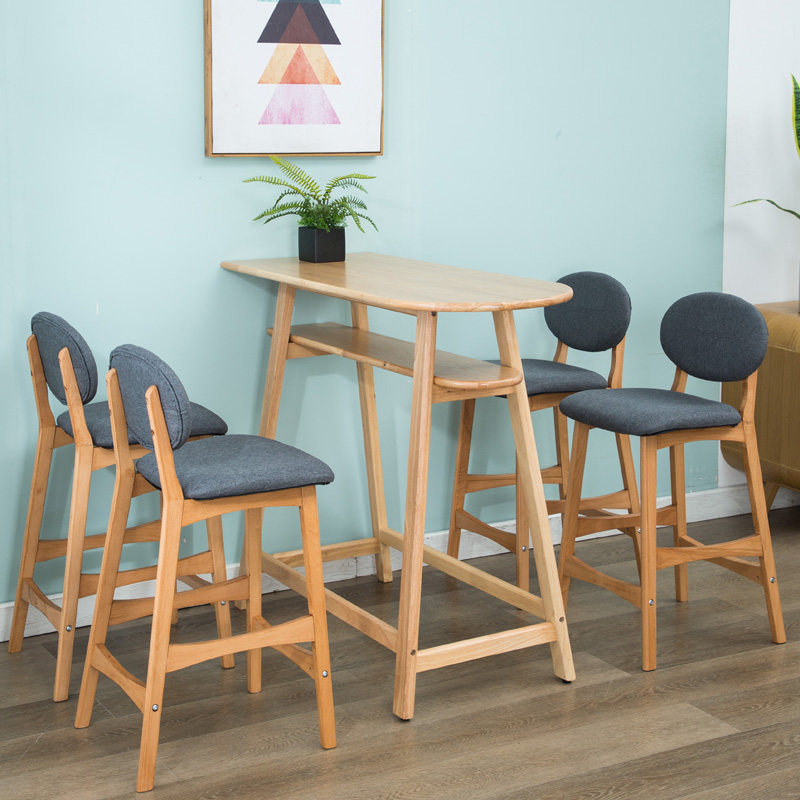 Ayu life Nordic solid wood bar table home living room compartment high foot long table modern minimalist table and chair combination