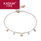 KXDUN18K vòng chân vàng hồng nữ chống dị ứng không phai phiên bản Nhật Bản và Hàn Quốc của học sinh thép titan hình vuông hình vuông bs0816 - Vòng chân