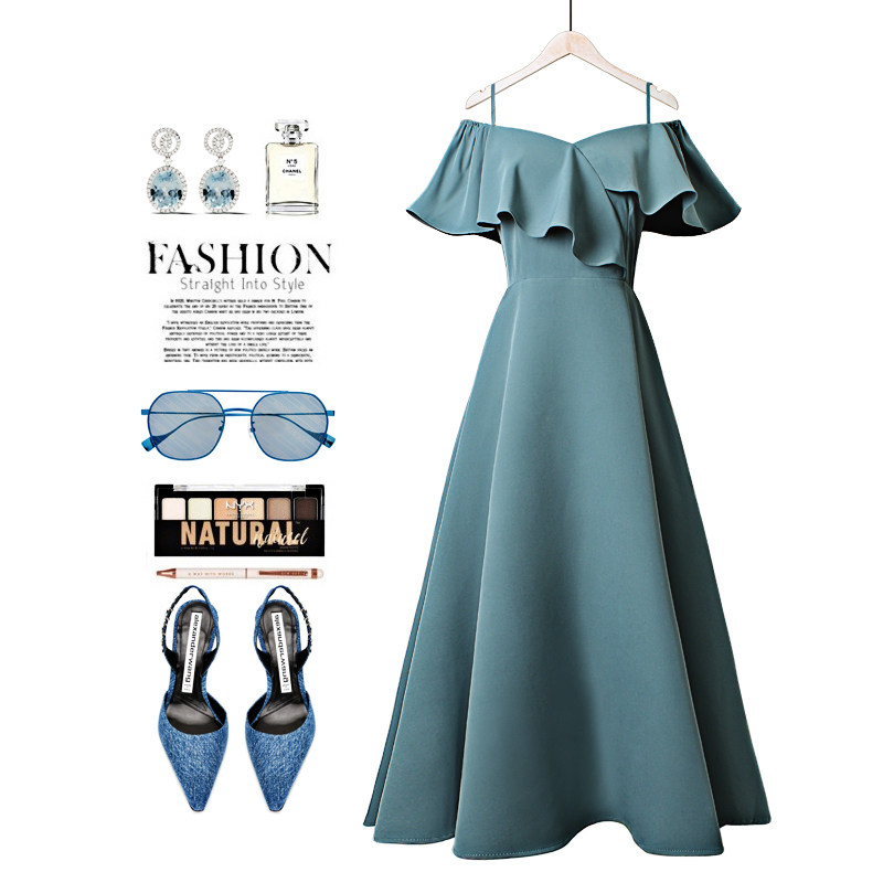 A word shoulder dress female summer French little fresh love with fairy terrible orange skirt super fairy sweet