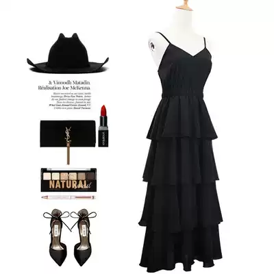 Chiffon suspenders dress women 2020 pop summer skirt fairy Super fairy sweet hipster polo spot cake skirt