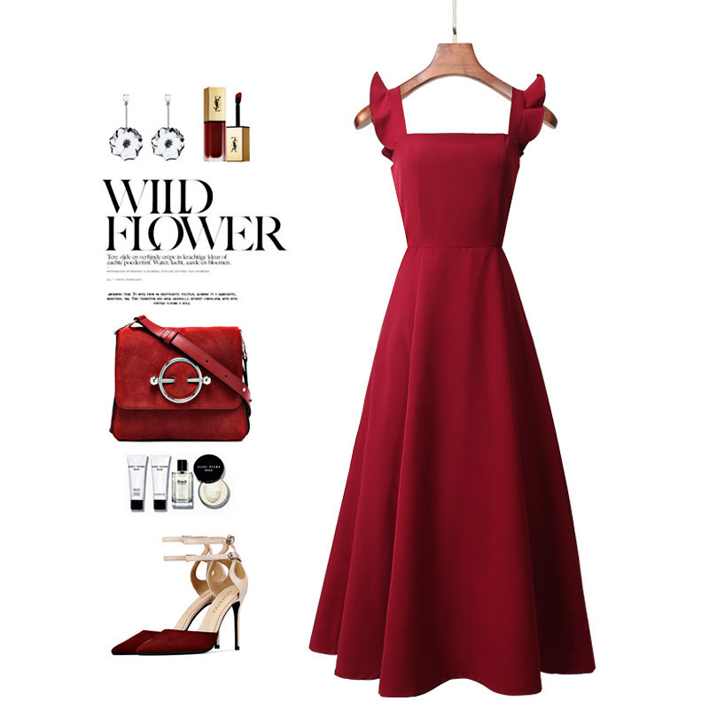 1 4 inches sleeve wrench sleeve foreign dress female summer mountain This style harness egg dress retro first love gown with baby bag nepotism very fairy