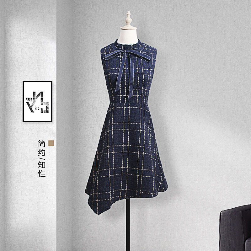 Fur Vest Skirt Autumn Winter Dress Children Suit Method Retro Skirt Two Sets Minus age Small Aroma Wintry Foreign Dress