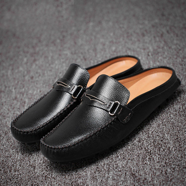 Summer beanie shoes men's trendy shoes slip-on casual shoes handmade leather shoes Korean version of driving shoes social guys shoes - Taobao