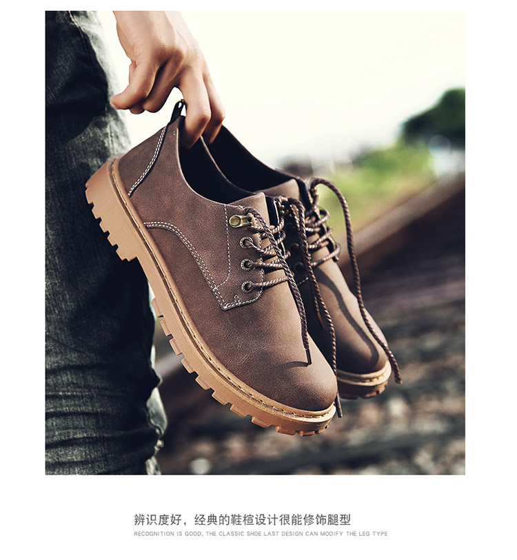 Booties Giày đế thấp cho nam Martin Boots Giày lớn Giày Anh Giày thông thường Giày tuyết mùa đông Giày bông giày nam cổ lửng da bò