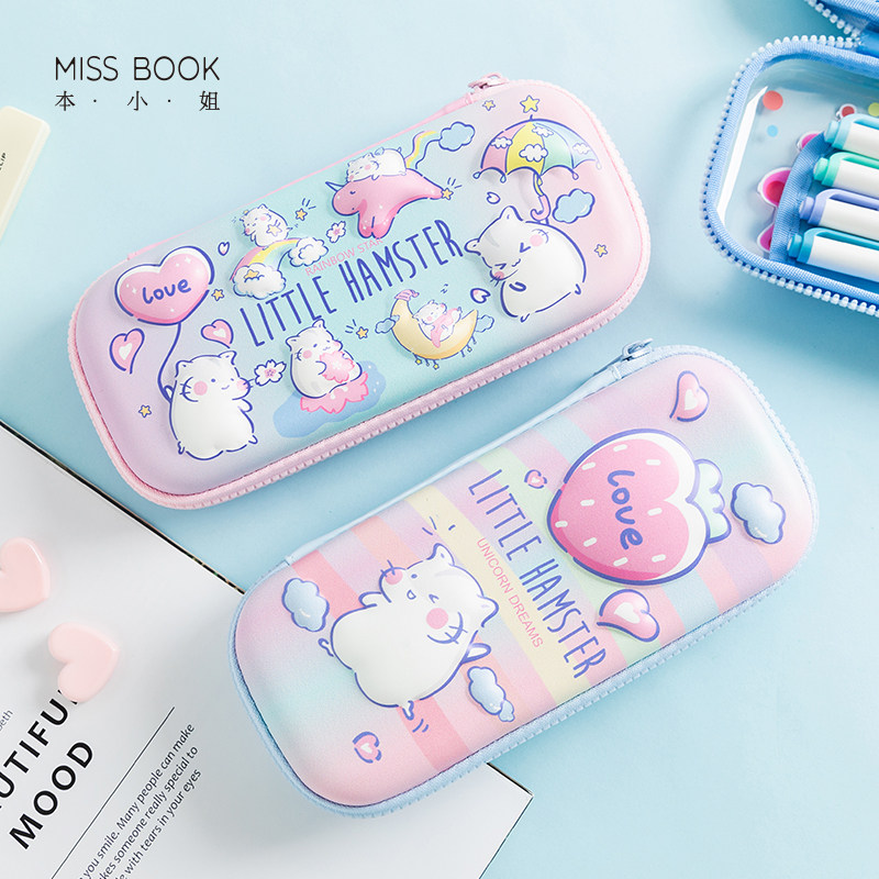 Stationery box girl cute cartoon 3D stereoscopic elementary school student pencil case boy creative large capacity multi-layer pen case