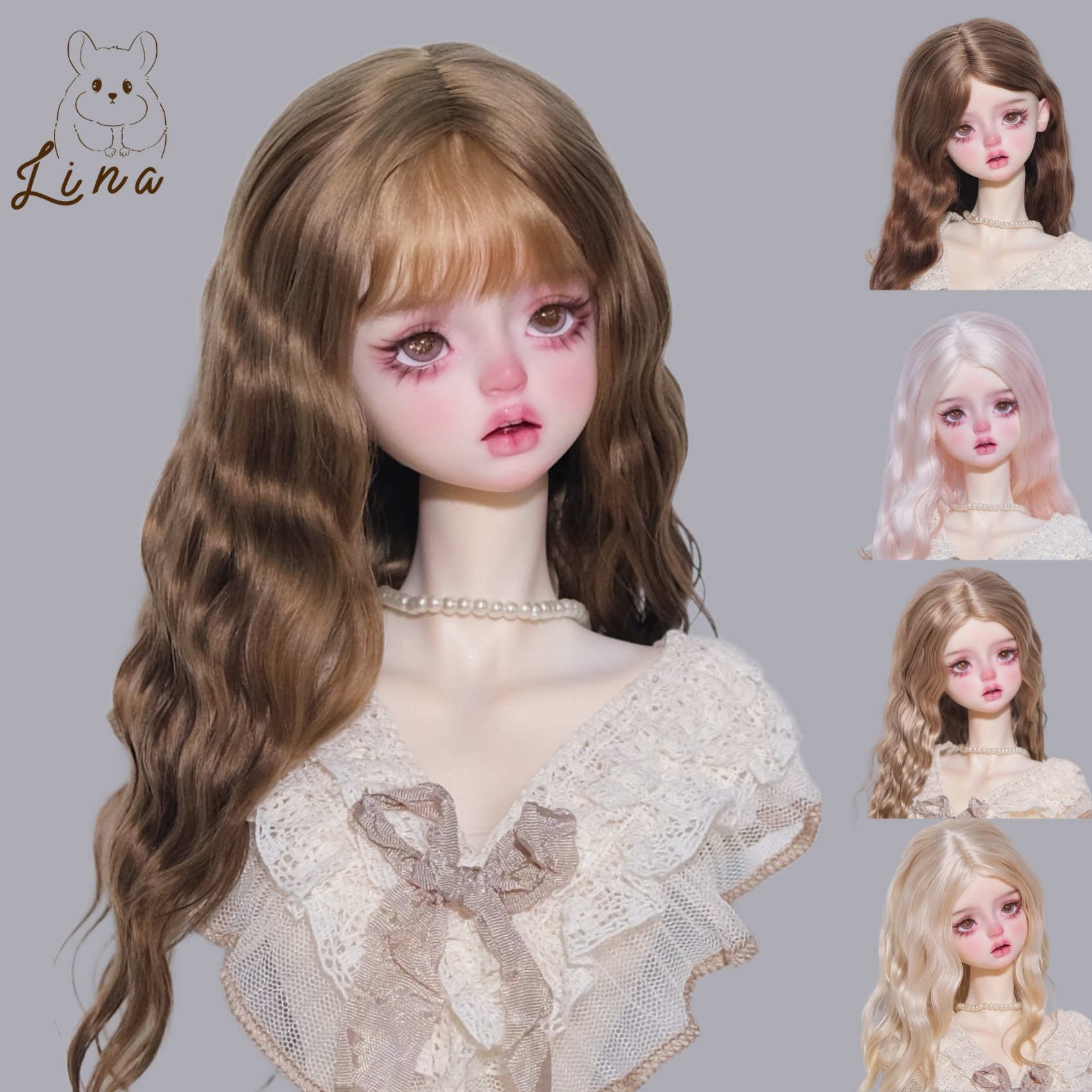 Париковая голова из гибкой резины Lina Bjd, кокетливая оберточная оболочка, прическа эмбрион, 4 точки 3 точки, мохеровый парик, не кислый мохер