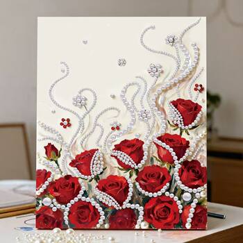 Ins rose pearl painting table diy framed self-adhesive children's handmade diamond embroidery ສາມມິຕິລະດັບງ່າຍດາຍ desktop ຂະຫນາດນ້ອຍ