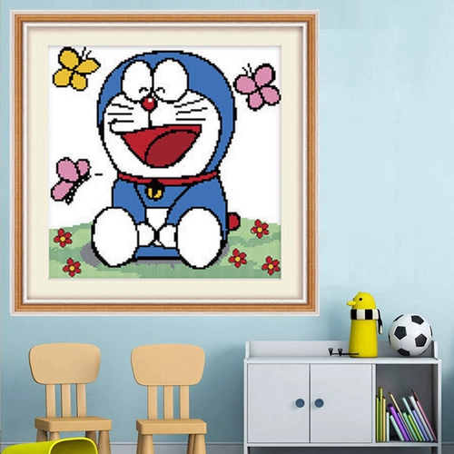 Школа Cross Stitch Simple Emelcodery Doraemon Cartoon Catch