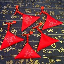 Newborn baby baby triangle cinnabar bag lanugo storage empty bag safety pin Amulet Bag