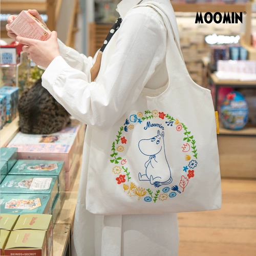 Хлопковая сумка на одно плечо, портативный универсальный вместительный и большой японский шоппер, с вышивкой