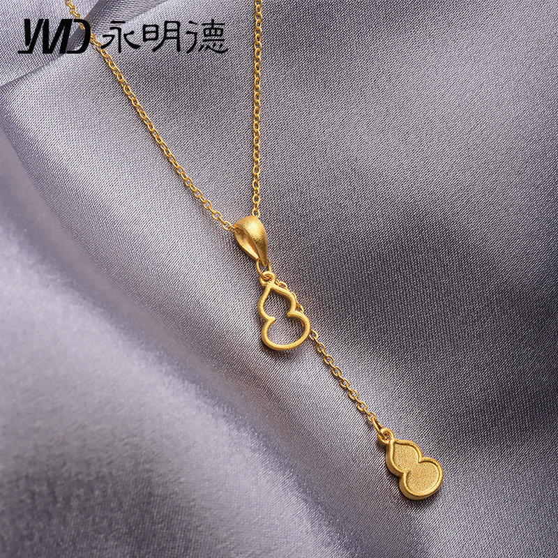 Gold necklace New ancient pure gold Auspicious Fu Lu pendant 3D pure gold 999 gourd transfer beads pendant bracelet
