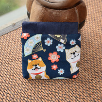 Japanese coin purse Handmade fabric creative shrapnel Shiba Inu small card bag cotton hemp mouth gold bag Wind headset bag