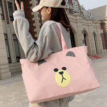 Short-distance travel bag portable one-shoulder light and large capacity cute cartoon outing cover luggage luggage bag on trolley case