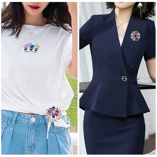 Универсальная металлическая брошь на лацкан, в цветочек