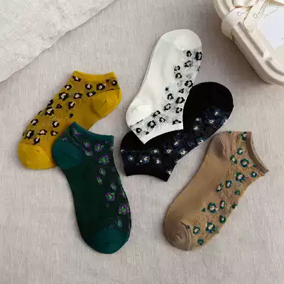 BAO WEN socks women Korean spring and summer thin style ins tide black socks spotted socks women hollow socks